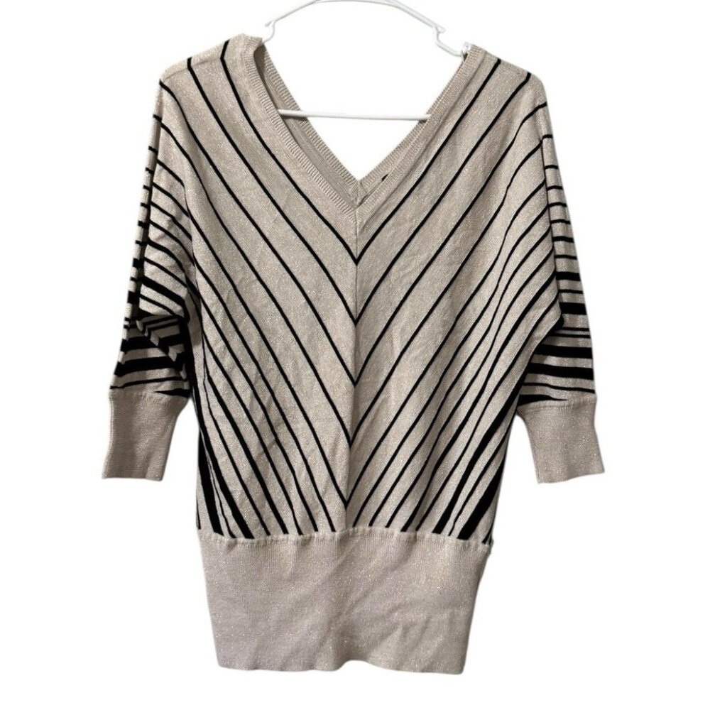 White House Black Market Women V-Neck Pullover‎ Cold Shoulder Sweater Size Small